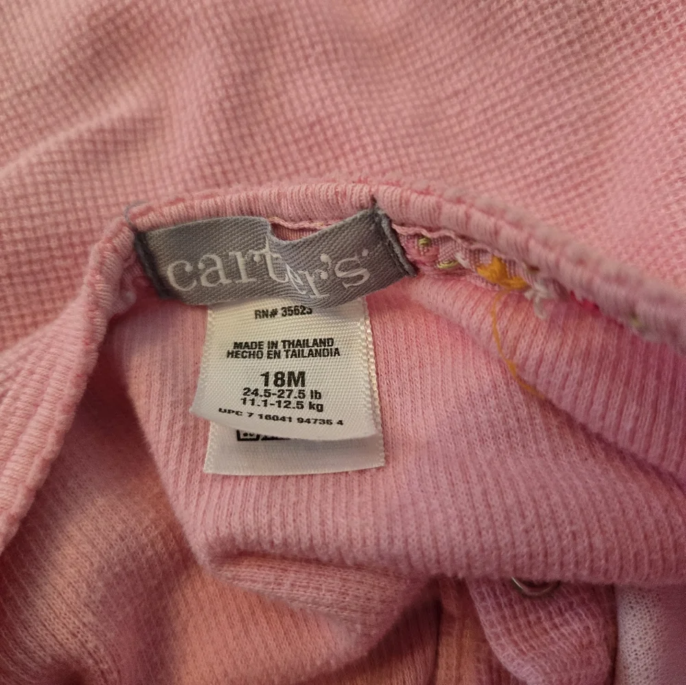 Carter's Embroidered Flowers Pink Long Sleeved Waffle Tee